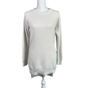 Athleta West End Tunic Sweater Slit side belt White/Ivory Size S
